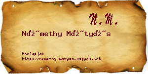 Némethy Mátyás névjegykártya