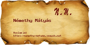 Némethy Mátyás névjegykártya